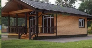 Проект одноэтажного дома из бруса с террасой - Строительство в Нурлате от Строй-Нрт от 136305 руб.